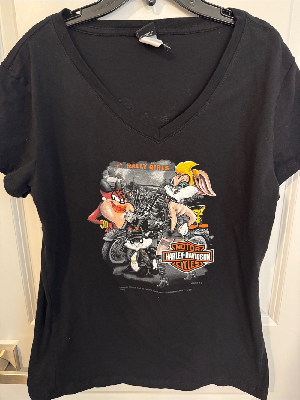 Harley-Davidson Black Rally Girls Looney Tunes V-Neck Tee